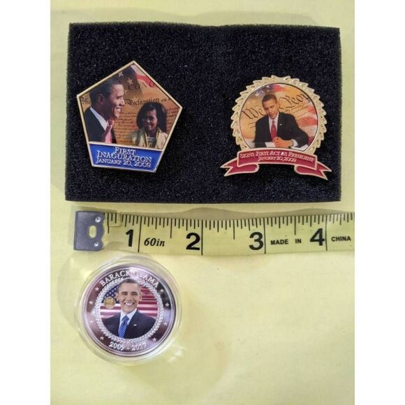 Bradford Exchange Obama Pin & Coin Set LE #0405 2009–2017 w/ COA Collectible - Picture 8 of 10